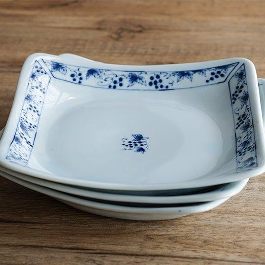 Japanese Square Plate | Mino Ware Ceramic Nature Design Dish