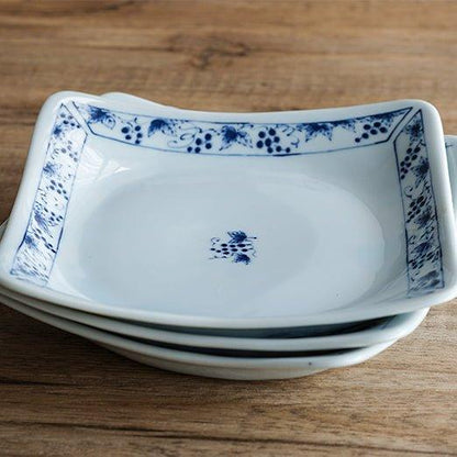 Japanese Square Plate | Mino Ware Ceramic Nature Design Dish