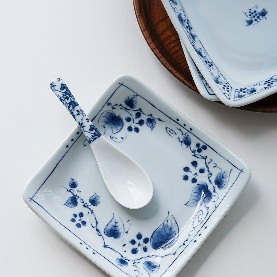 Japanese Square Plate | Mino Ware Ceramic Nature Design Dish