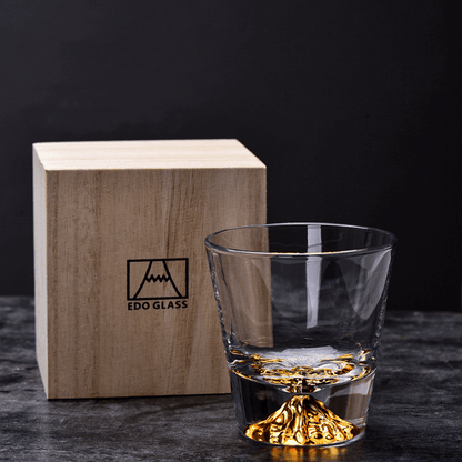 Whiskey Glass Set | Mount Fuji Edo Kiriko Handcrafted Japanese Single & Double