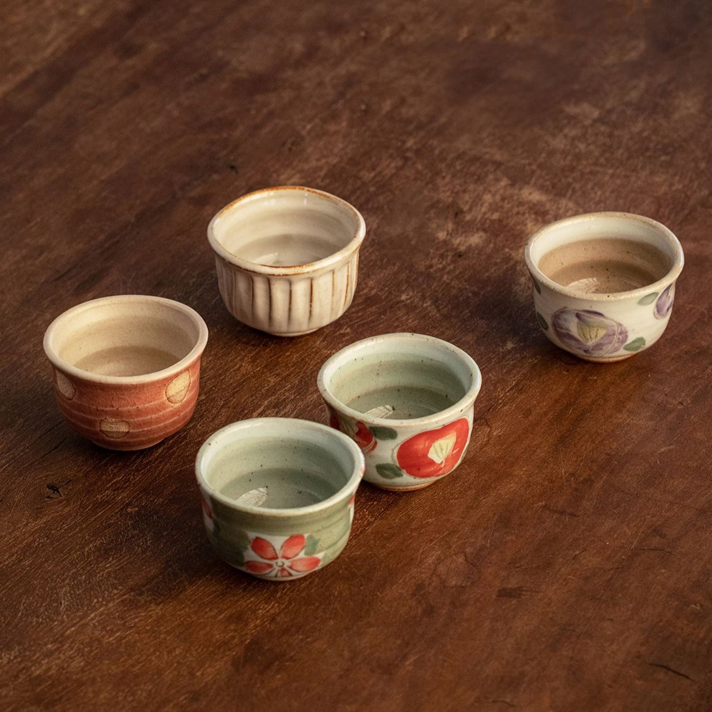 Japanese Tea Cup Set of 5 – Mino Ware Haru-no-Sato Ceramic