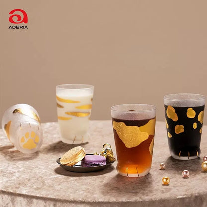Cat Paw Glass Cup Japanese Neko Paw Print Drinking Glass Aderia Ishizuka Cute Cat Mug Made in Japan