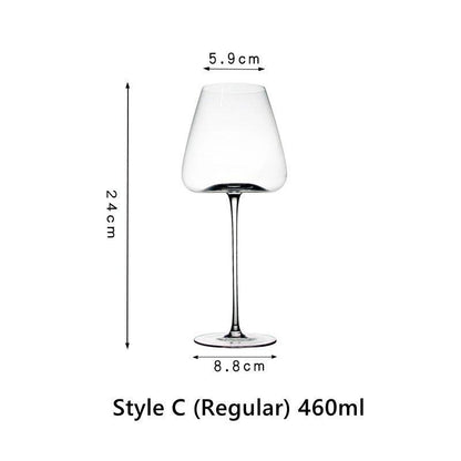 Burgundy Wine Glasses Crystal Red Stem – Wide Bowl Pinot Noir Glass Set | Regular & Red Stem Styles