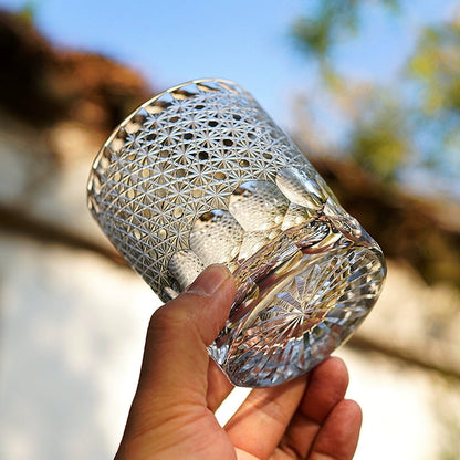 Chrysanthemum Whiskey Glass Royal | Edo Kiriko Hand-Carved Crystal
