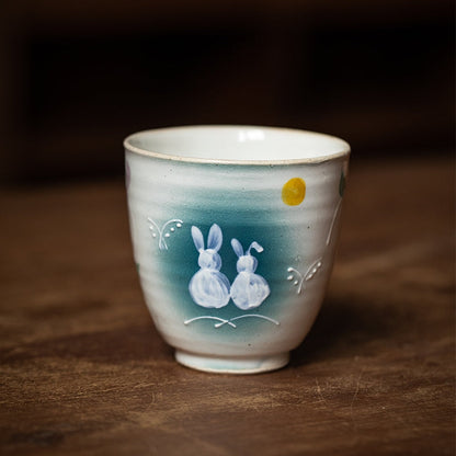 Japanese Ceramic Tea Cup Set – Mino Ware Rabbit Couple Mugs