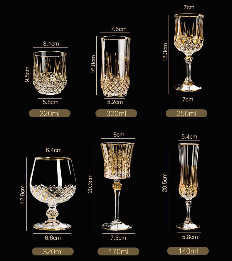 Crystal Wine Glasses Set Golden Vine with Decanter & Leather Case – Made in France | Cristal d'Arques