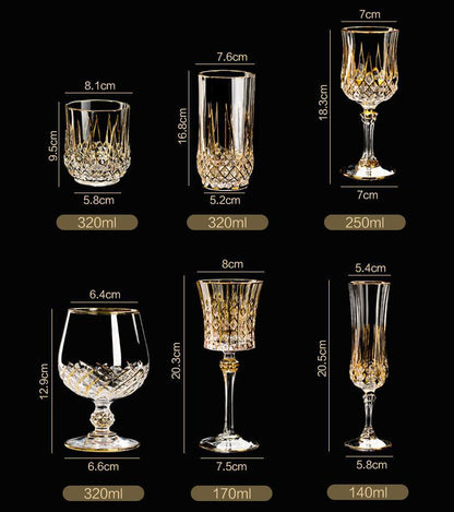 Crystal Wine Glasses Set Golden Vine with Decanter & Leather Case – Made in France | Cristal d'Arques