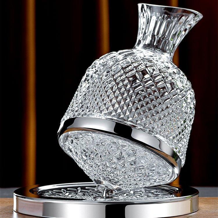 Wine Decanter – 360° Rotating Crystal Hand Blown Luxury