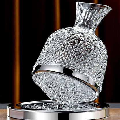 Wine Decanter – 360° Rotating Crystal Hand Blown Luxury