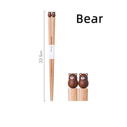 Kids Chopsticks Wooden Animal Sculpture | Shiba Bunny Bear