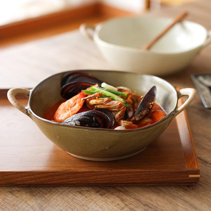 Ceramic Bowl with Handles – Artisan Japanese Pottery