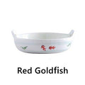 Ceramic Baking Plate Japanese Handcrafted Goldfish Design Oven Safe Serving and Decorative Plate