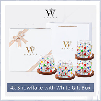 Whiskey Glass Rotating Stained Crystal | Wooden Base Gift Set