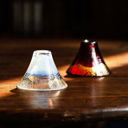 Sake Cup Set Japanese Mt. Fuji Gold Leaf Glass – Shinku & Yuki 2pc