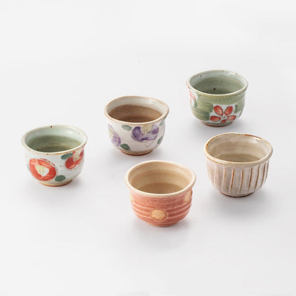 Japanese Tea Cup Set of 5 – Mino Ware Haru-no-Sato Ceramic