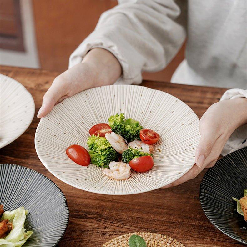 Mino Ware Ceramic Plates – Textured Wrinkled Pottery