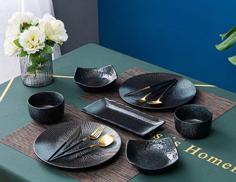 Ceramic Dinner Set | Scenic Nature Plates Bowls & Flatware