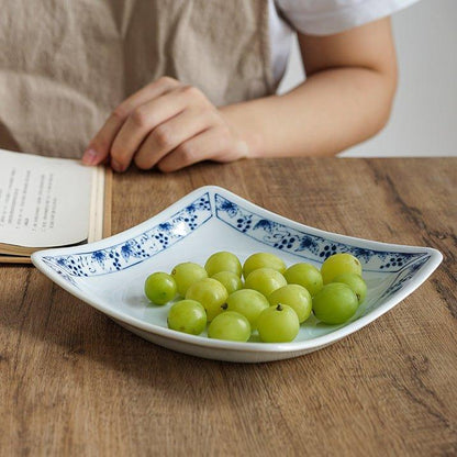 Japanese Square Plate | Mino Ware Ceramic Nature Design Dish