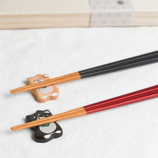 Chopsticks Gift Set | Japanese Shiba Inu & Kitten Handcrafted Wood Couples Wedding