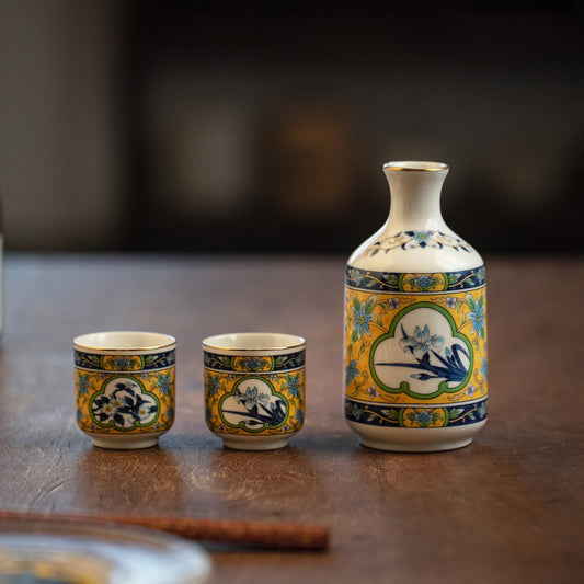 Ceramic Sake Set | Mino Ware Tokkuri & 2 Ochoko Handcrafted