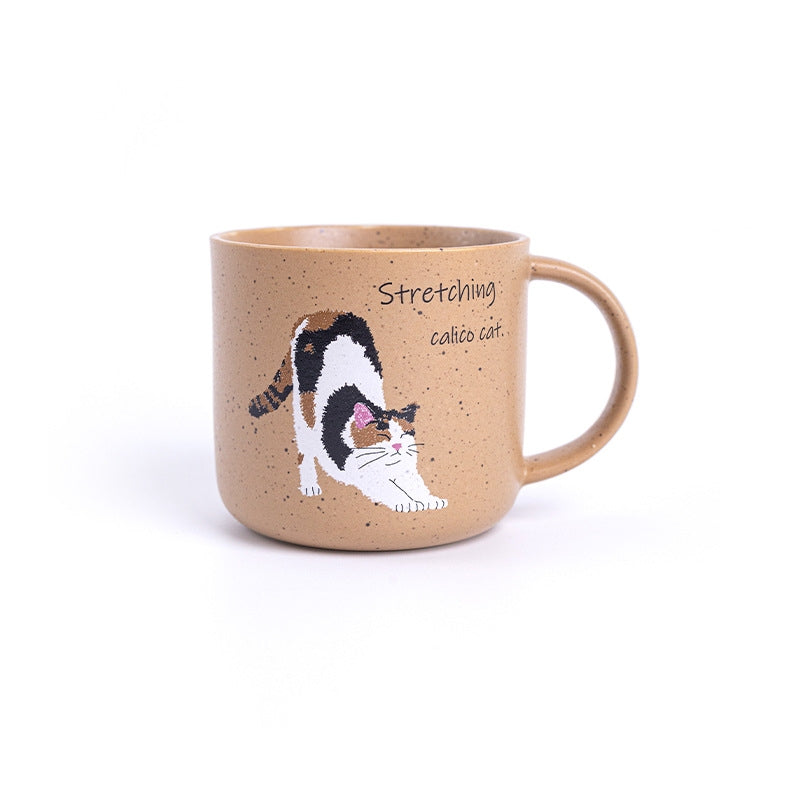 Ceramic Mug | Japanese Mino Ware Neko Cat Handcrafted Coffee Tea Cup