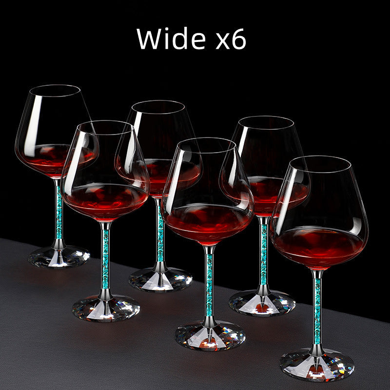 Red Wine Glasses Set Coral Turquoise Stem with Decanter & Stand – Elegant Crystal Glassware