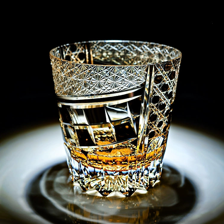 Crystal Whiskey Glass Midnight Motif | Edo Kiriko Hand-Cut Japanese Artisan Drinkware
