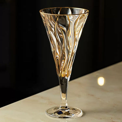 Wine Glass Set Bohemia Crystal Luxury Gold Detail Czech Crystal Wine Champagne Glass Decanter Set Gift Box