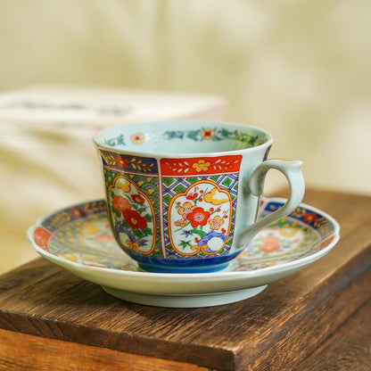 Japanese Tea Cup & Saucer Set – Mino Ware Kachofugetsu