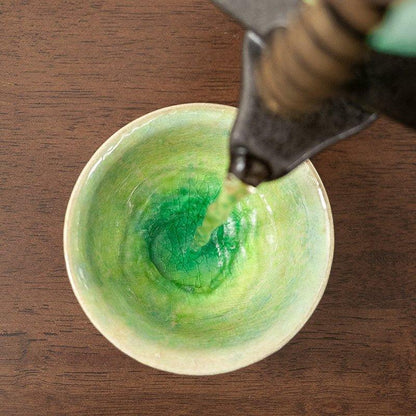 Tea Set | Japanese Mino Ware Jade Ceramic Teapot & 4 Cups Gift Set