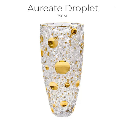 Bohemia Crystal Vase | Hand-Painted Gold Enamel Decorative Glass Vase