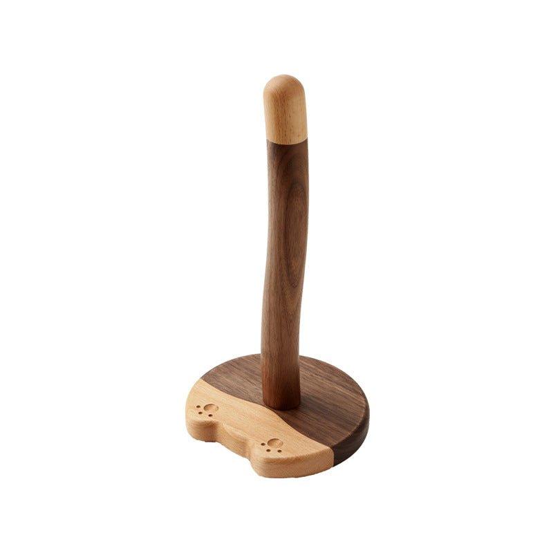 Wooden Paper Towel Holder – Cat Tail Shape Handcrafted