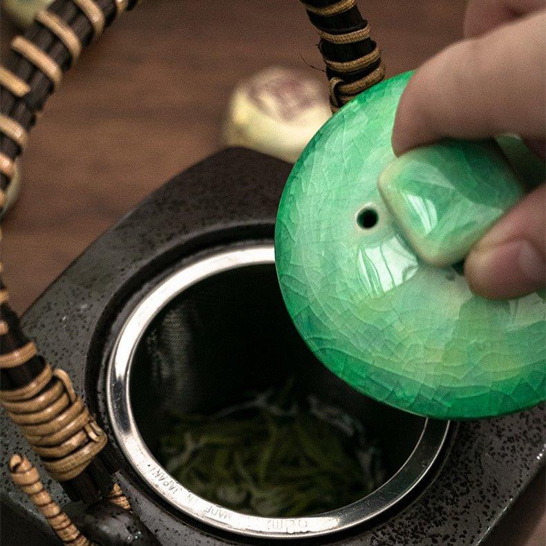 Tea Set | Japanese Mino Ware Jade Ceramic Teapot & 4 Cups Gift Set
