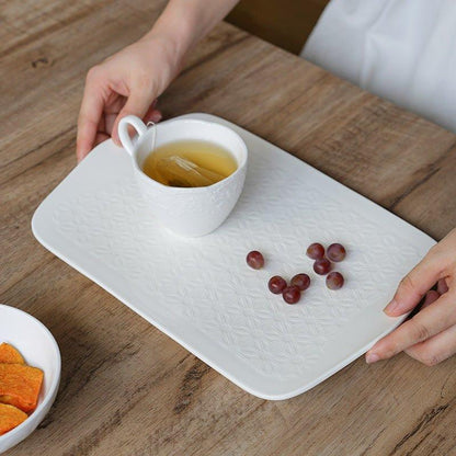 Ceramic Serving Platter | Japanese Floral Pattern Rectangular Dish