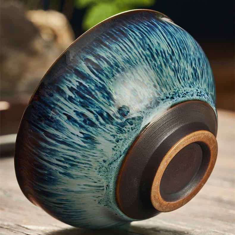 Blue Ceramic Tea Cup Japanese Gloss Glazed Short Tall Wide Styles