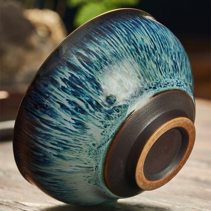 Blue Ceramic Tea Cup Japanese Gloss Glazed Short Tall Wide Styles