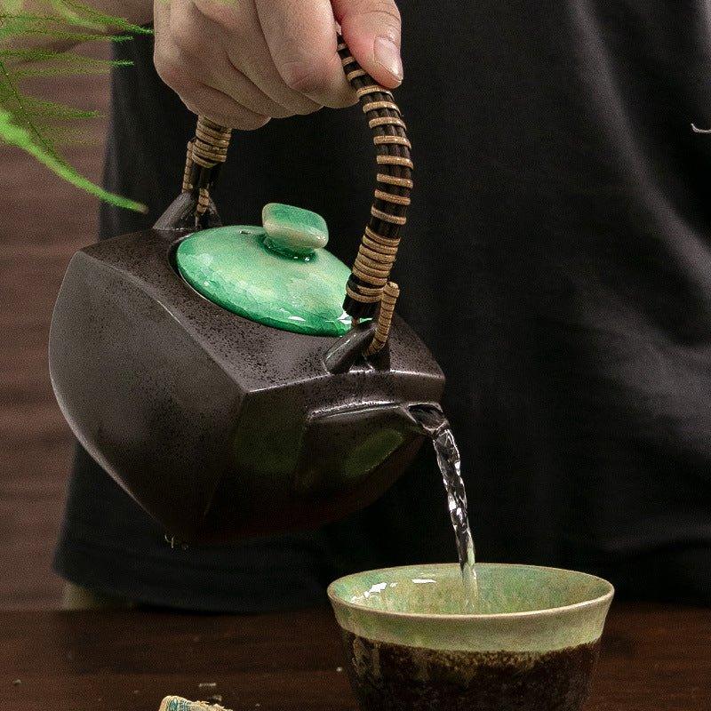 Tea Set | Japanese Mino Ware Jade Ceramic Teapot & 4 Cups Gift Set