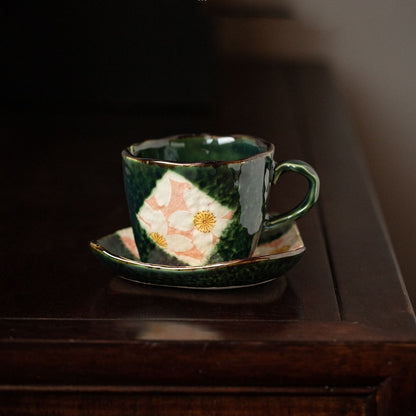 Ceramic Coffee Cup Set – Mino Ware Oribe Sakura Hand-Painted