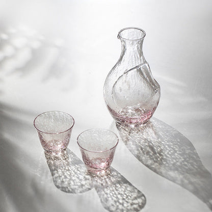 Sake Set Japanese Glass Flagon & Cups – Sakura Snow Design