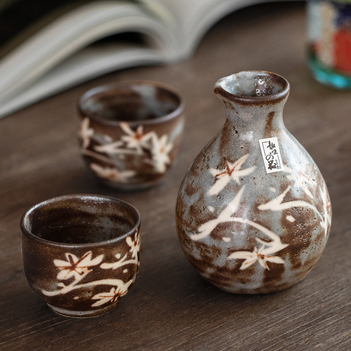 Sake Set Shino Ware | Aki no Sasayaki Flagon & 2 Cups