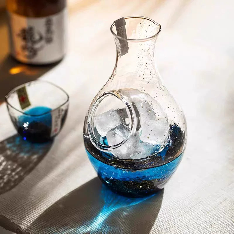 Cold Sake Set Japanese Gold Foil Glass – Hoshi Nagare Starlit Night