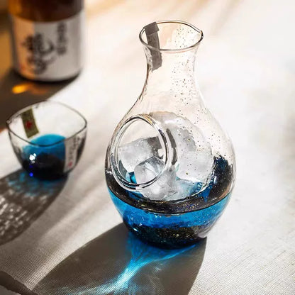 Cold Sake Set Japanese Gold Foil Glass – Hoshi Nagare Starlit Night