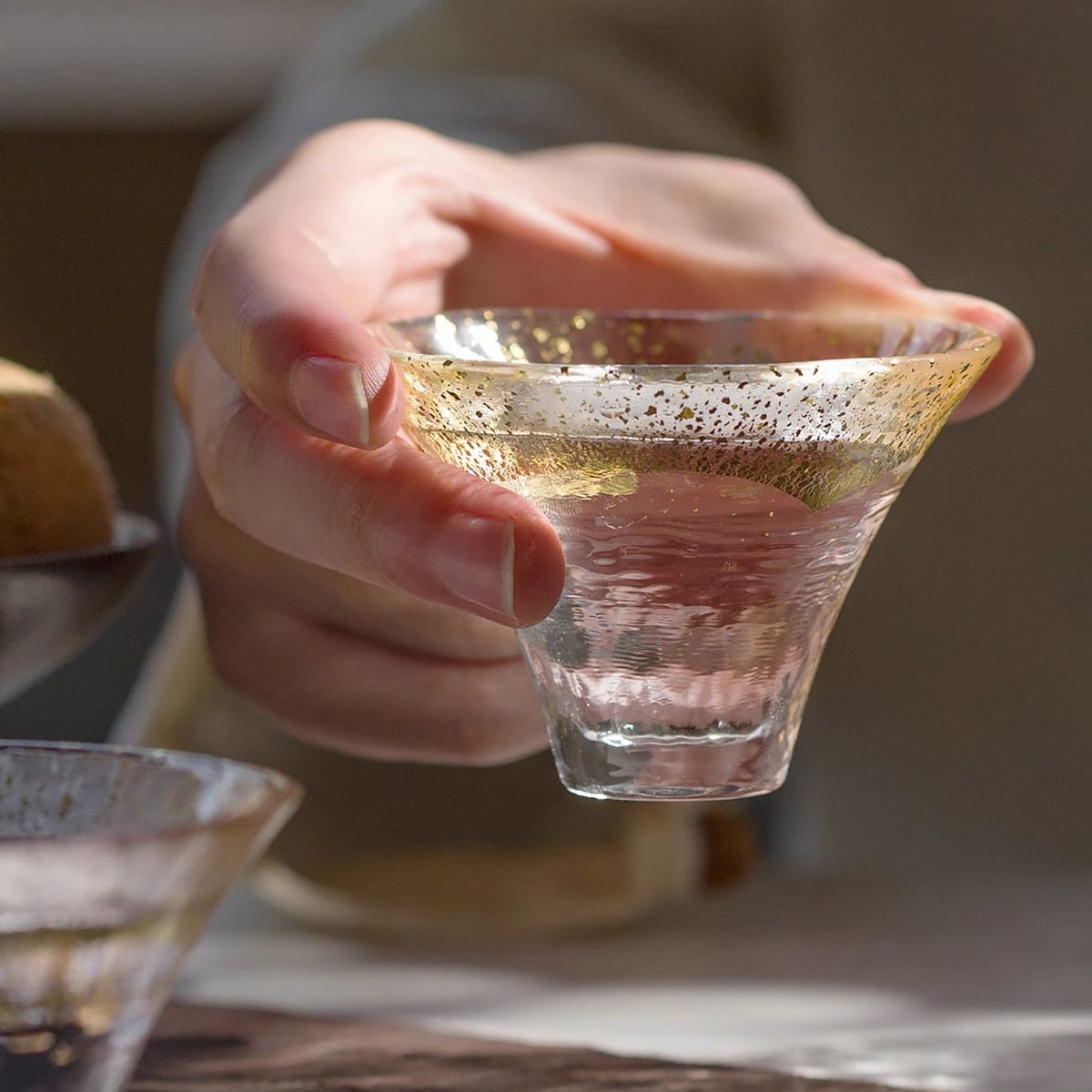 Sake Cup Set – Mt. Fuji Gold Leaf Kinka & Sakura Glass Pair