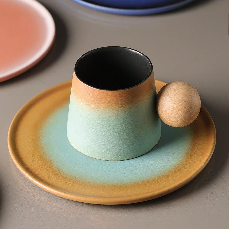 Ceramic Coffee Cup Set Thai Style | Cup Saucer & Teaspoon