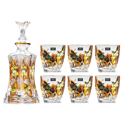 Whisky Decanter Set Bohemia Crystalite Butterfly Gold Enamel Czech Crystal Whisky Glass Decanter Gift Box