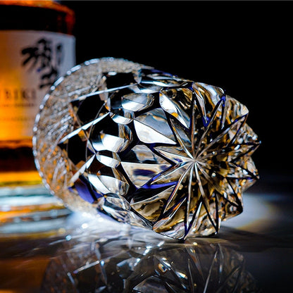 Whiskey Glass Edo Kiriko Handcrafted Fluorite with Wooden Gift Box