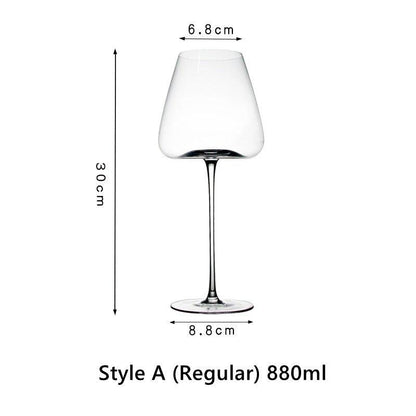 Burgundy Wine Glasses Crystal Red Stem – Wide Bowl Pinot Noir Glass Set | Regular & Red Stem Styles
