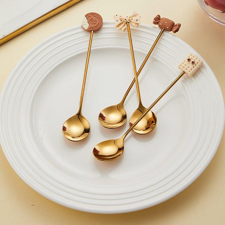 Coffee Stirrer Set Gold Stainless Steel Themed Holiday Barware