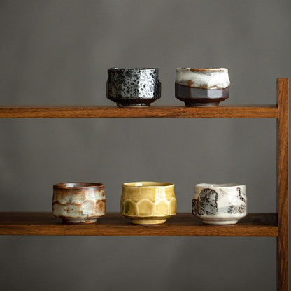 Tea Cup Set of 5 – Mino Ware Yusetsu Snow Melt Ceramic