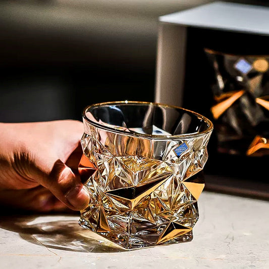 Bohemia Crystal Whisky Decanter Set | Gold-Accented Czech Glassware